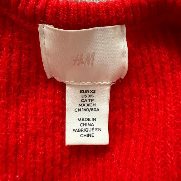 H&M Red Long Puff Sleeve Scoop Neck Sweater - xs - Picture 5 of 5